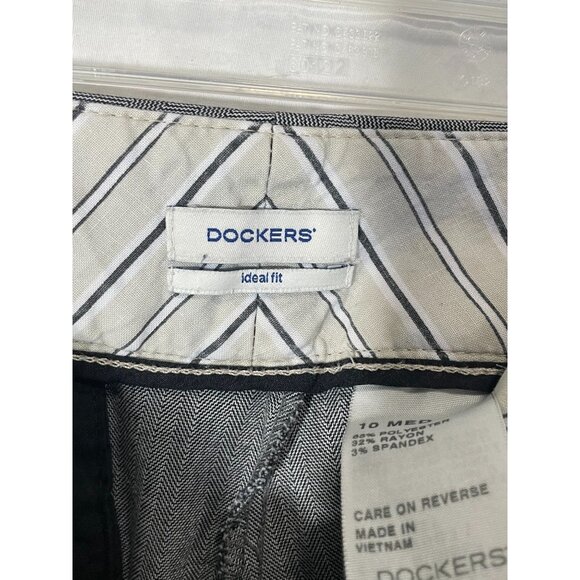 Dockers women's slacks pants size 10 med gray striped hooks zipper READ - Picture 9 of 13